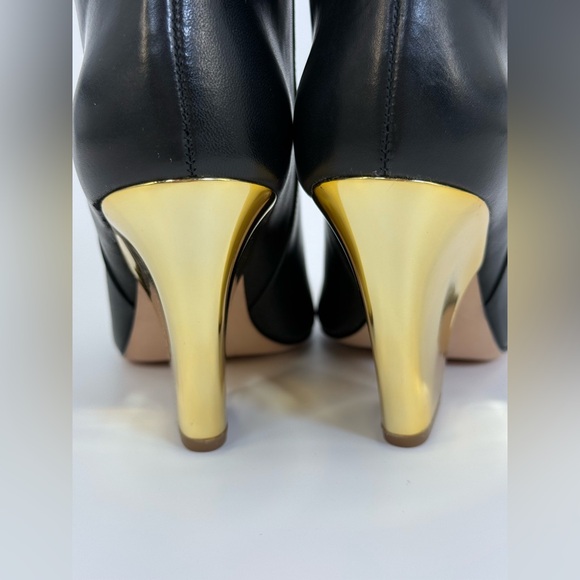 Tory Burch Calf Leather Lila 90MM Booties With Gold Sculptural Heel Size 7 - Picture 11 of 17